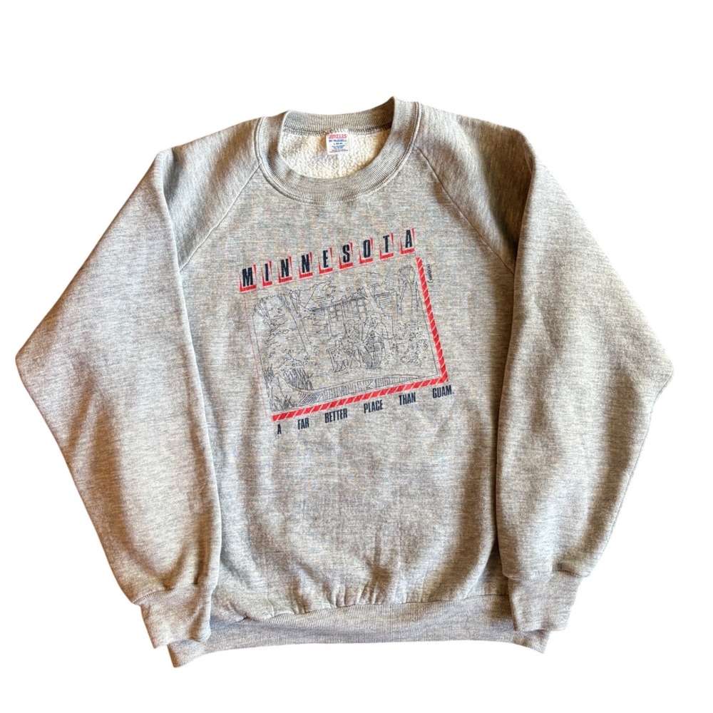 Vintage 80's Minnesota Is Better Than Guam Destination Comic Crewneck Size L
